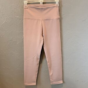LA Society Women Pink/Sand Ribbed High Waist Athletic Leggings S NWT